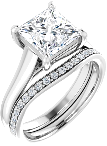 Sužadėtuvių Žiedas „Solitaire“ 585 Baltojo Aukso Square 7.5mm (6)