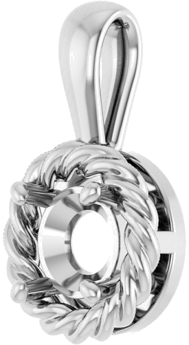 Pakabukas „Rope Solitaire Charm“ 14k white gold Round 5.5mm (2)