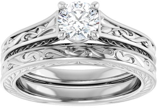 Sužadėtuvių Žiedas „Solitaire Scroll“ 14k white gold Round 5.2mm (13)