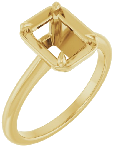Sužadėtuvių Žiedas „Claw-Prong Solitaire Bezel-Style“ 14k yellow gold Emerald 8mm x 6mm (1)