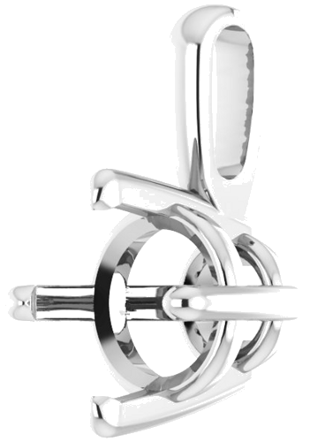 14K White 6 mm Round 4-Prong Pendant Mounting (2)