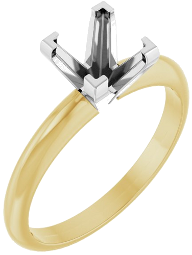 14K Yellow White 6 mm Square V-End 4-Prong Engagement Ring Mounting (1)