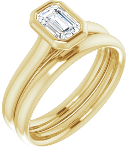 Sužadėtuvių Žiedas „Bezel-Set Solitaire“ 14k yellow gold Emerald 6mm x 4mm (6)