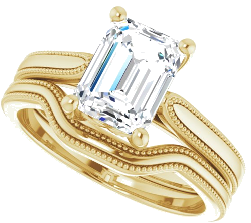 Sužadėtuvių Žiedas „Solitaire“ 14k yellow gold Emerald 8mm x 6mm (10)