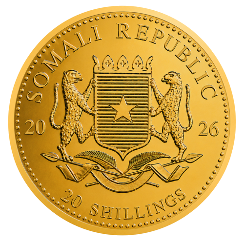 1/50 oz Zilonis 2026 Somālijas zelta monēta (2)