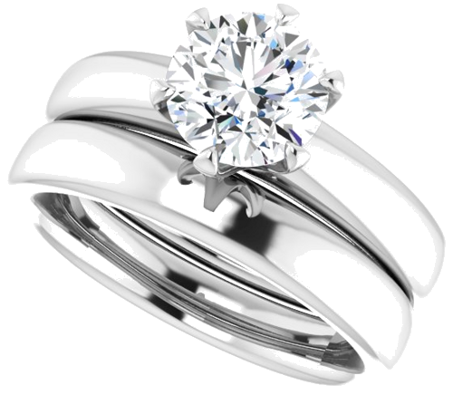Sužadėtuvių Žiedas „Solitaire“ 585 Baltojo Aukso Round 7mm (10)