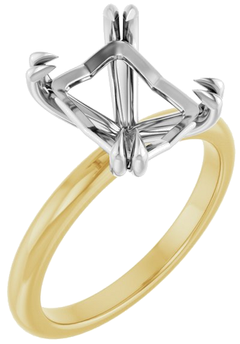 Sužadėtuvių Žiedas „Double Claw-Prong“ 14k yellow/white gold Emerald 10mm x 8mm (1)