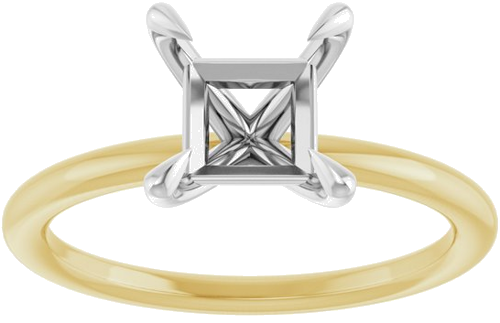 Sužadėtuvių Žiedas „Claw-Prong Solitaire“ 14k yellow/white gold Square 6mm (3)