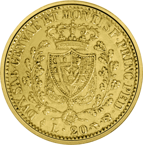 20 Lirų Carlo Felice (1821-1831) Sardinijos Karalystė auksinė moneta (2)