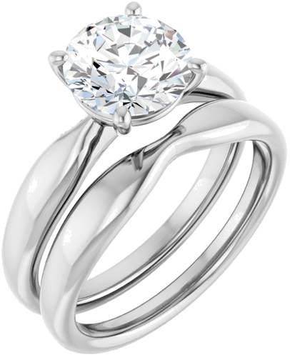 14K White  8 mm Round Solitaire Engagement Ring Mounting (6)