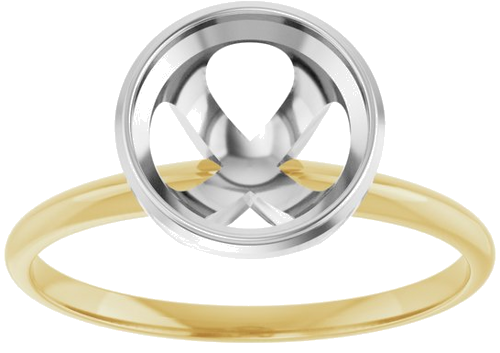 14K Yellow White 8.2 mm Round Solitaire Engagement Ring Mounting (3)