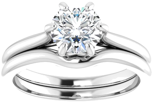 Sužadėtuvių Žiedas „Solitaire“ 14k white gold Round 6.5mm (8)