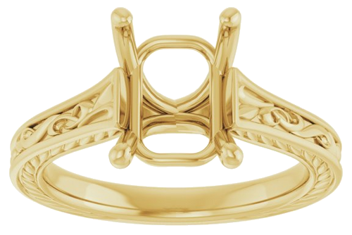 Sužadėtuvių Žiedas „Solitaire Scroll“ 14k yellow gold Emerald 9mm x 7mm (3)