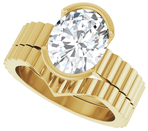 Sužadėtuvių Žiedas „Half-Bezel Solitaire“ 14k yellow gold Oval 10mm x 8mm (10)