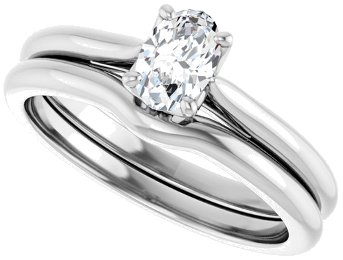Sužadėtuvių Žiedas „Solitaire“ 14k white gold Oval 6mm x 4mm (10)