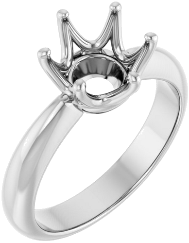 Sužadėtuvių Žiedas „Solitaire Crown-Inspired“ 14k white gold Round 8.2mm (1)