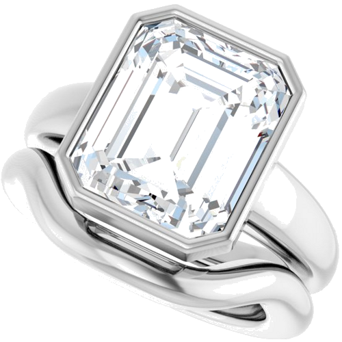 Sužadėtuvių Žiedas „Bezel-Set Solitaire“ 925 Sidabro Emerald 12mm x 10mm (10)