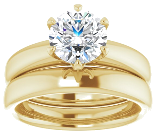 Sužadėtuvių Žiedas „Solitaire“ 585 Geltonojo Aukso Round 7.4mm (6)