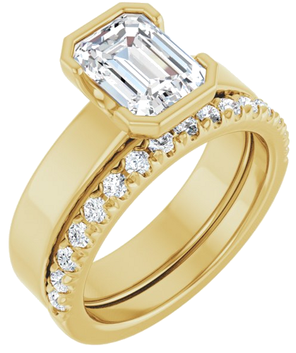 Sužadėtuvių Žiedas „Half-Bezel Solitaire“ 14k yellow gold Emerald 8mm x 6mm (6)