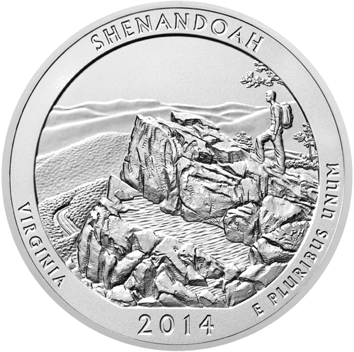 5 oz Šenandoa nacionalinis parkas 2014 JAV sidabrinė moneta (1)