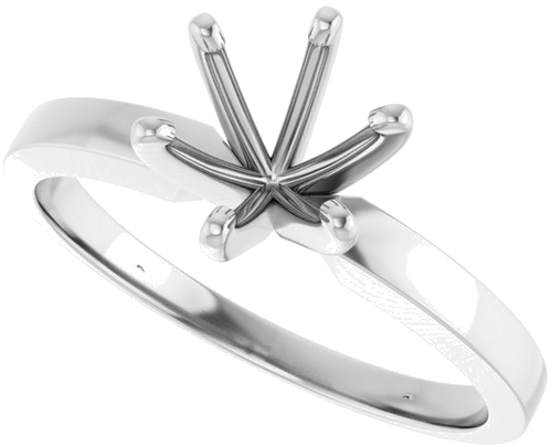 14K White 6-6.6 mm Round 6-Prong Solitaire Engagement Ring Mounting (5)