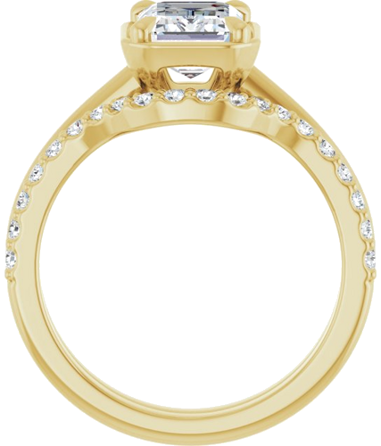 Sužadėtuvių Žiedas „Claw-Prong Solitaire Bezel-Style“ 14k yellow gold Emerald 8mm x 6mm (7)