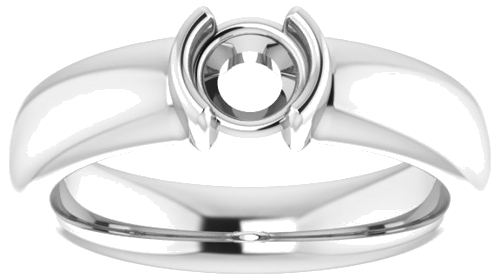 14K White 5.2 mm Round Half Bezel Solitaire Engagement Ring Mounting (3)