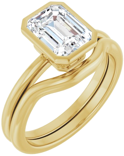 Sužadėtuvių Žiedas „Bezel-Set“ 14k yellow gold Emerald 8mm x 6mm (6)