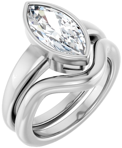 Sužadėtuvių Žiedas „Bezel-Set Solitaire“ 10k white gold Marquise 13mm x 6.5mm (6)