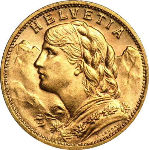 20 frankų Helvetica (1897-1935) Šveicarija auksinė moneta (1)