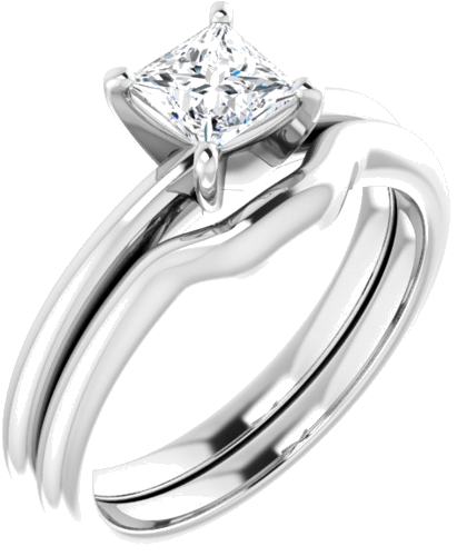 Sužadėtuvių Žiedas „Solitaire“ 585 Baltojo Aukso Square 4.5mm (6)