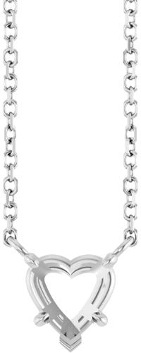 Sterling Silver 6 mm Heart Solitaire 18  Necklace (1)