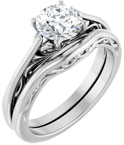 14K White 6.5 mm Round Engagement Ring Mounting (16)