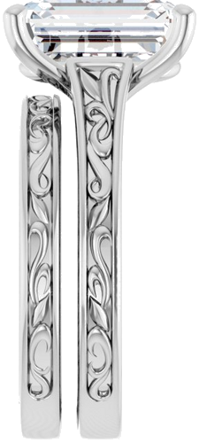 Sužadėtuvių Žiedas „Solitaire Scroll“ 14k white gold Emerald 11mm x 9mm (9)