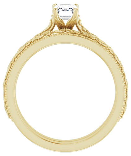 Sužadėtuvių Žiedas „Solitaire Sculptural“ 14k yellow gold Emerald 6mm x 4mm (7)