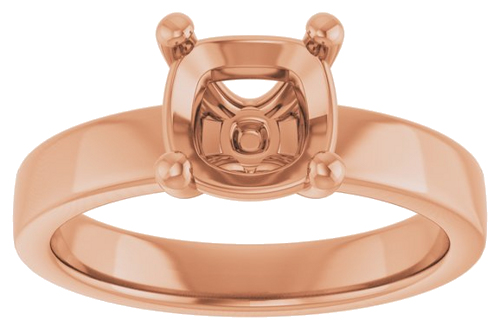 14K Rose 7 mm Cushion Solitaire Engagement Ring Mounting (3)