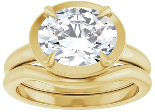 Sužadėtuvių Žiedas „Claw-Prong Solitaire Bezel-Style“ 14k yellow gold Oval 10mm x 8mm (8)