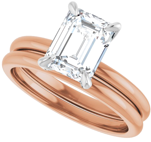 Sužadėtuvių Žiedas „Solitaire“ 585 Baltojo Ir Rožinis Aukso Emerald 8mm x 6mm (10)