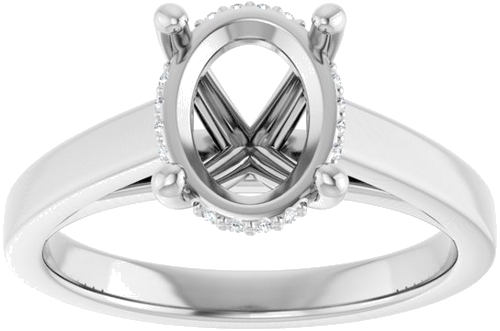 Sužadėtuvių Žiedas „Hidden Halo-Style“ 14k white gold Oval 9mm x 7mm (3)
