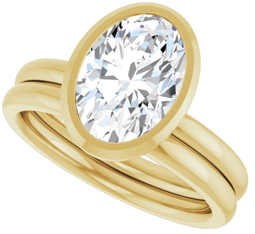 Sužadėtuvių Žiedas „Bezel-Set Solitaire“ 14k yellow gold Oval 10mm x 7mm (10)