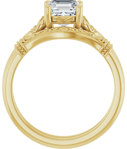 Sužadėtuvių Žiedas „Sculptural“ 10k yellow gold Asscher 6mm (7)
