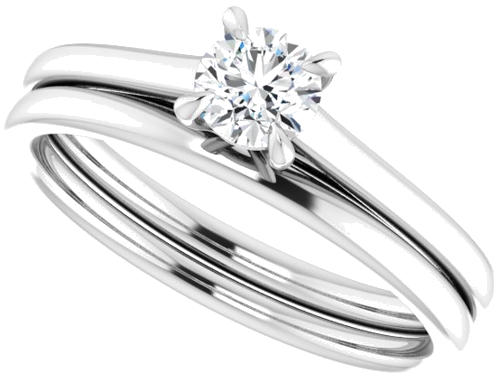 Sužadėtuvių Žiedas „Solitaire“ 585 Baltojo Aukso Round 4.4mm (10)