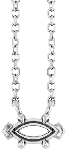 14K White 6x3 mm Marquise 6-Prong V-End 18  Necklace Mounting (1)