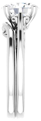 14K White 9x7 mm Oval Solitaire Engagement Ring Mounting (9)