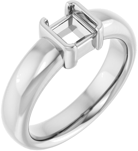 Sužadėtuvių Žiedas „Half-Bezel Solitaire“ 14k white gold Square 5mm (1)
