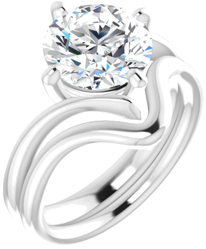 Sužadėtuvių Žiedas „Solitaire Bypass“ 14k white gold Round 9mm (6)