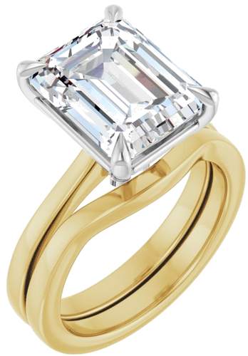 Sužadėtuvių Žiedas „Claw-Prong“ 14k yellow/white gold Emerald 11mm x 9mm (6)