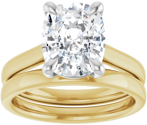 Sužadėtuvių Žiedas „Claw-Prong Solitaire“ 14k yellow/white gold Elongated Cushion 10mm x 8mm (8)