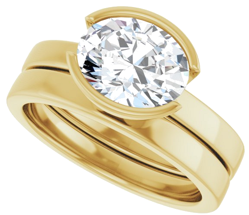 Sužadėtuvių Žiedas „Half-Bezel Solitaire“ 14k yellow gold Oval 9mm x 7mm (10)