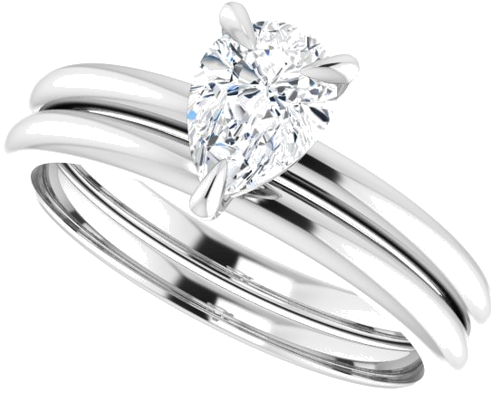 Sužadėtuvių Žiedas „Solitaire“ 585 Baltojo Aukso Pear Shape 7mm x 5mm (10)